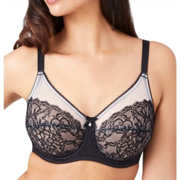 Wacoal Retro Chic 855186 Black Lace Wireless Bra US 38G Sheer Mesh - Picture 1 of 5
